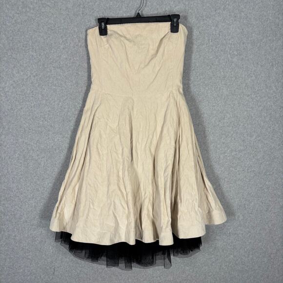 Banana Republic Dress 4P Cream Velvet Suede‎ Neutral Tulle Party Witchy Whimsy - Picture 1 of 13